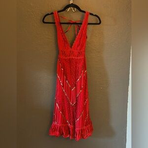 Vintage Red Lace Bebe Dress 2005